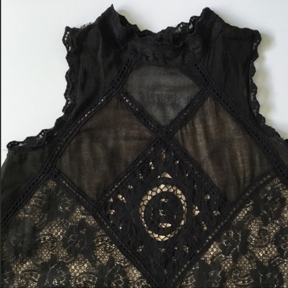 Free People Angel Lace Dress Woman’s XS High Neck Feminine Romantic Open Back - Picture 3 of 13